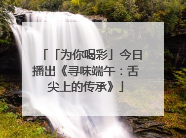 「为你喝彩」今日播出《寻味端午：舌尖上的传承》