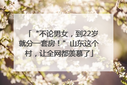“不论男女，到22岁就分一套房！”山东这个村，让全网都羡慕了
