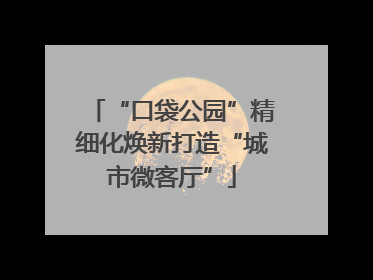 “口袋公园”精细化焕新打造“城市微客厅”