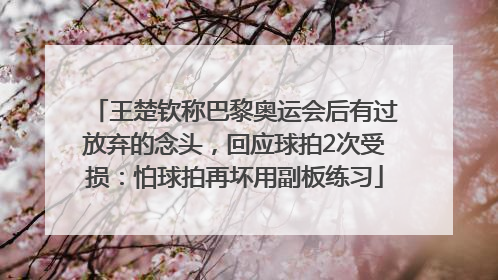 王楚钦称巴黎奥运会后有过放弃的念头，回应球拍2次受损：怕球拍再坏用副板练习