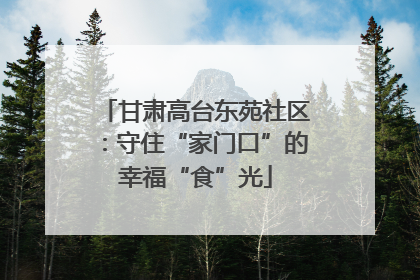 甘肃高台东苑社区：守住“家门口”的幸福“食”光