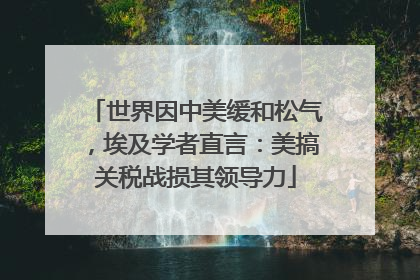 世界因中美缓和松气，埃及学者直言：美搞关税战损其领导力
