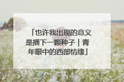 也许我出现的意义是播下一颗种子｜青年眼中的西部情缘