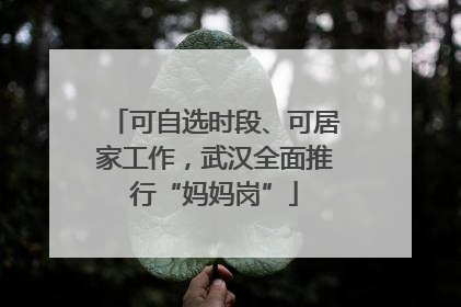 可自选时段、可居家工作，武汉全面推行“妈妈岗”