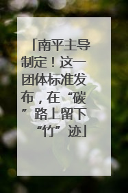 南平主导制定！这一团体标准发布，在“碳”路上留下“竹”迹