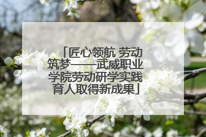匠心领航 劳动筑梦——武威职业学院劳动研学实践育人取得新成果