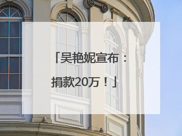 吴艳妮宣布：捐款20万！
