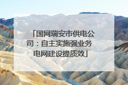 国网瑞安市供电公司：自主实施强业务 电网建设提质效