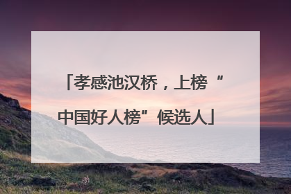 孝感池汉桥，上榜“中国好人榜”候选人