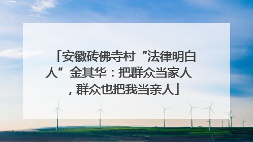 安徽砖佛寺村“法律明白人”金其华：把群众当家人，群众也把我当亲人