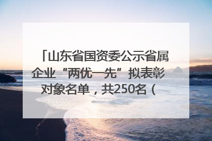 山东省国资委公示省属企业“两优一先”拟表彰对象名单，共250名（个）党员和党组织