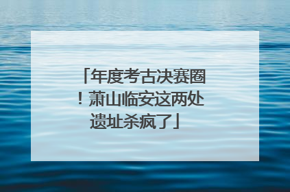 年度考古决赛圈！萧山临安这两处遗址杀疯了