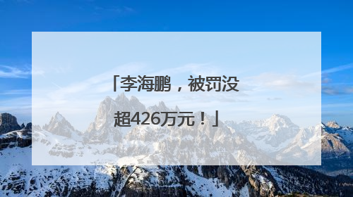 李海鹏，被罚没超426万元！