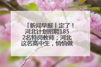 新闻早报丨定了！河北计划招聘1852名特岗教师；河北这名高中生，悄悄做了件超酷的事>>