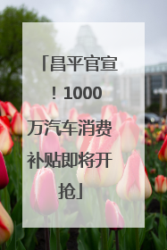 昌平官宣！1000万汽车消费补贴即将开抢