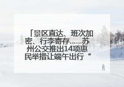 景区直达、班次加密、行李寄存……苏州公交推出14项惠民举措让端午出行“路路顺”