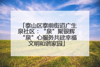 泰山区泰前街道广生泉社区：“泉”聚银辉“泉”心服务共建幸福文明和谐家园