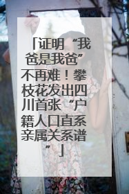 证明“我爸是我爸”不再难！攀枝花发出四川首张“户籍人口直系亲属关系谱”