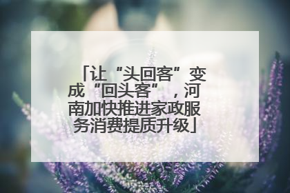 让“头回客”变成“回头客”，河南加快推进家政服务消费提质升级