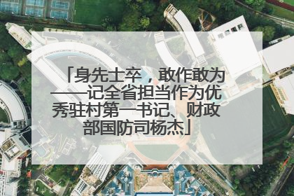 身先士卒，敢作敢为——记全省担当作为优秀驻村第一书记、财政部国防司杨杰