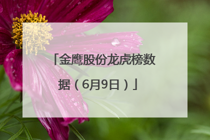 金鹰股份龙虎榜数据（6月9日）