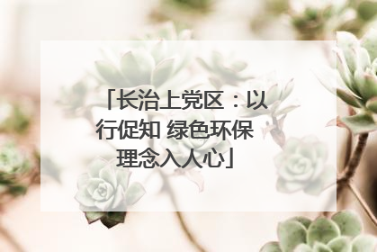 长治上党区：以行促知 绿色环保理念入人心
