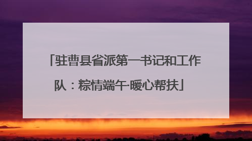 驻曹县省派第一书记和工作队：粽情端午·暖心帮扶